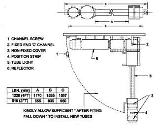 Fluoroscent Single Tube Futting - general arrangement